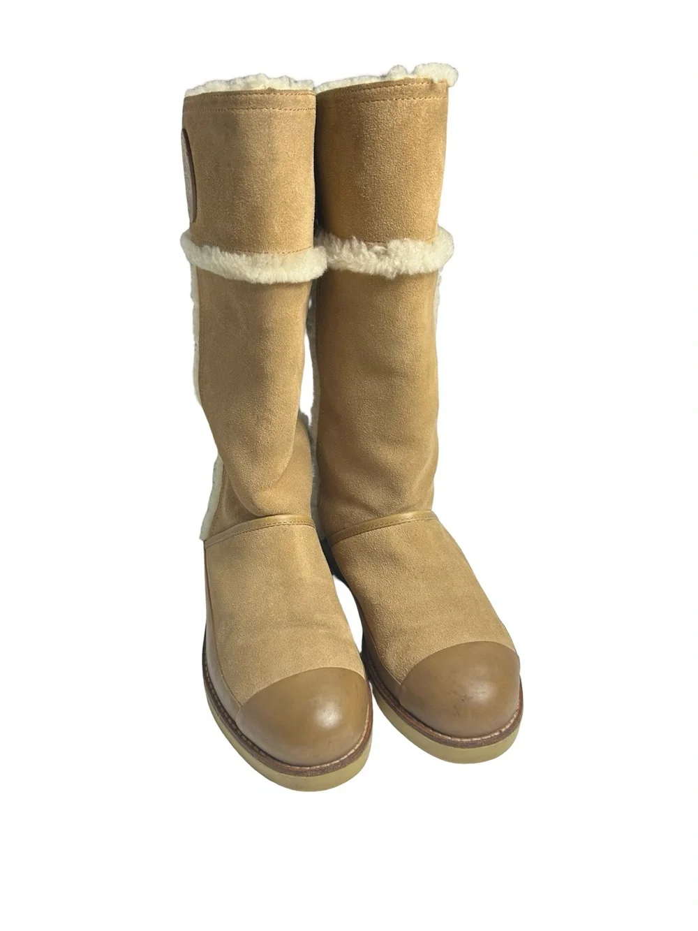 Tory Burch Amelie Suede Shearling Boots Tan Size 8.5 (Est)